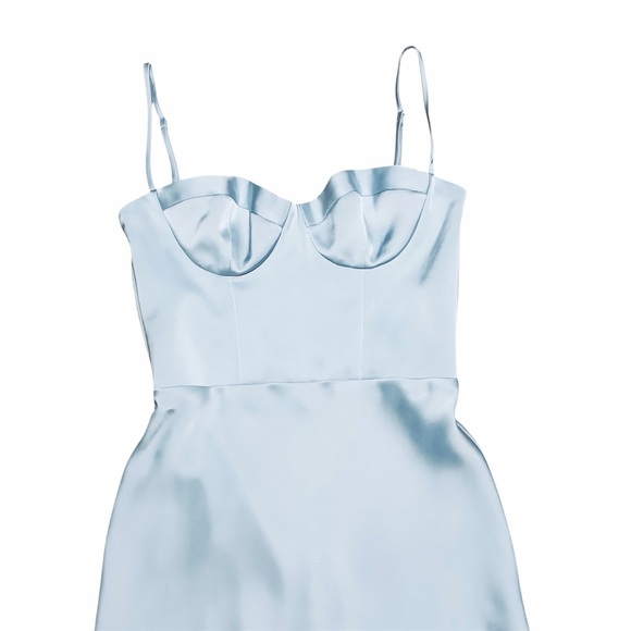 KATIE MAY x REVOLVE NWT Celestial Blue Satin Flora Midi Dress XS - Picture 5 of 15